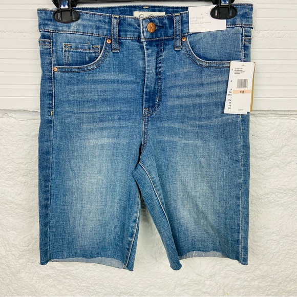 NWT JESSICA SIMPSON denim cotton stretch soft sculpted bloom baby Bermuda shorts - Picture 1 of 17